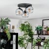 Koyoto ceiling light, globe light 30 cm clear, Smoke-coloured, 3-light sources