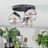 Koyoto ceiling light, globe light 30 cm clear, Smoke-coloured, 3-light sources