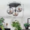 Gastor ceiling light, globe light 30 cm Smoke-coloured, 3-light sources
