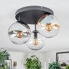Gastor ceiling light, globe light Amber, clear, Smoke-coloured, 3-light sources