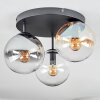 Gastor ceiling light, globe light Amber, clear, Smoke-coloured, 3-light sources