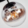 Gastor ceiling light, globe light chrome, clear, Smoke-coloured, 3-light sources