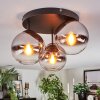 Gastor ceiling light, globe light chrome, clear, Smoke-coloured, 3-light sources