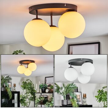 Gastor ceiling light, globe light white, 3-light sources