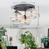 Koyoto ceiling light, globe light 30 cm Amber, clear, 3-light sources