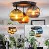 Koyoto ceiling light, globe light blue, gold, green, 3-light sources