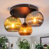 Koyoto ceiling light, globe light blue, gold, green, 3-light sources