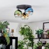 Koyoto ceiling light, globe light 30 cm blue, gold, green, clear, 3-light sources