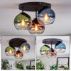 Koyoto ceiling light, globe light 30 cm blue, green, clear, coppery, 3-light sources