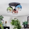 Koyoto ceiling light, globe light 30 cm blue, green, clear, coppery, 3-light sources