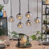 Ripoll hanging light, globe light, pendant light chrome, clear, Smoke-coloured, 6-light sources