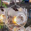 Ripoll hanging light, globe light, pendant light chrome, clear, Smoke-coloured, 6-light sources
