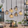 Ripoll hanging light, globe light, pendant light Amber, clear, Smoke-coloured, 6-light sources