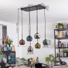 Ripoll hanging light, globe light, pendant light blue, chrome, gold, green, coppery, Smoke-coloured, 6-light sources