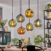 Ripoll hanging light, globe light, pendant light blue, gold, green, coppery, 6-light sources