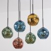 Ripoll hanging light, globe light, pendant light blue, gold, green, coppery, 6-light sources