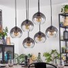 Koyoto hanging light, globe light, pendant light clear, Smoke-coloured, 6-light sources
