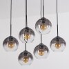Koyoto hanging light, globe light, pendant light clear, Smoke-coloured, 6-light sources