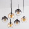 Koyoto hanging light, globe light, pendant light Amber, clear, Smoke-coloured, 6-light sources