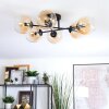 Koyoto ceiling light, globe light Amber, clear, 6-light sources