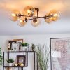 Koyoto ceiling light, globe light Amber, clear, 6-light sources