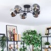 Gastor ceiling light, globe light chrome, clear, Smoke-coloured, 6-light sources