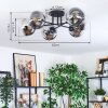 Gastor ceiling light, globe light chrome, clear, Smoke-coloured, 6-light sources