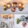 Gastor ceiling light, globe light 62 cm blue, green, clear, coppery, 6-light sources