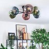 Gastor ceiling light, globe light 62 cm blue, green, clear, coppery, 6-light sources