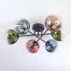 Gastor ceiling light, globe light 62 cm blue, green, clear, coppery, 6-light sources