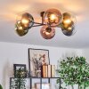 Gastor ceiling light, globe light 62 cm blue, green, clear, coppery, 6-light sources