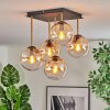 Gastor ceiling light, globe light gold, black, 5-light sources