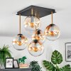 Gastor ceiling light, globe light gold, black, 5-light sources