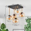 Gastor ceiling light, globe light gold, black, 5-light sources