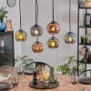 Ripoll hanging light, globe light, pendant light blue, green, coppery, 6-light sources
