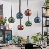 Ripoll hanging light, globe light, pendant light blue, green, coppery, 6-light sources