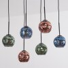 Ripoll hanging light, globe light, pendant light blue, green, coppery, 6-light sources