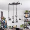 Ripoll hanging light, globe light, pendant light chrome, Smoke-coloured, 6-light sources