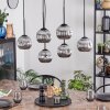 Ripoll hanging light, globe light, pendant light chrome, Smoke-coloured, 6-light sources