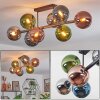 Gastor ceiling light, globe light blue, chrome, green, coppery, Smoke-coloured, 8-light sources