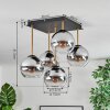 Koyoto ceiling light, globe light gold, black, 5-light sources