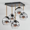 Koyoto ceiling light, globe light gold, black, 5-light sources
