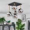 Koyoto ceiling light, globe light gold, black, 5-light sources