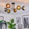 Koyoto ceiling light, globe light 78 cm blue, gold, green, clear, coppery, 6-light sources