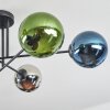 Gastor ceiling light, globe light 80 cm blue, chrome, green, coppery, Smoke-coloured, 6-light sources