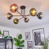 Gastor ceiling light, globe light 80 cm blue, chrome, green, clear, coppery, Smoke-coloured, 6-light sources