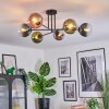 Gastor ceiling light, globe light 80 cm blue, chrome, green, clear, coppery, Smoke-coloured, 6-light sources