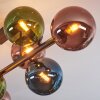 Gastor ceiling light, globe light blue, green, coppery, 8-light sources