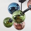 Gastor ceiling light, globe light blue, green, coppery, 8-light sources