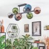 Gastor ceiling light, globe light blue, chrome, green, coppery, Smoke-coloured, 8-light sources